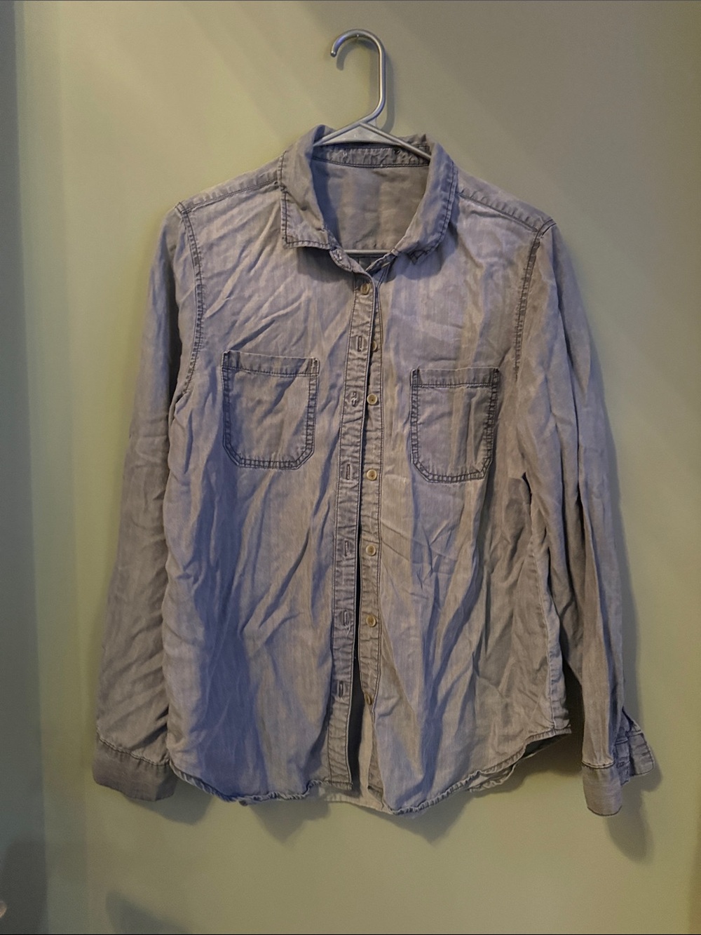 Light grayDenim Button-Up Shirt